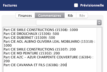 Repartition inter-entreprises de facture de CIE
